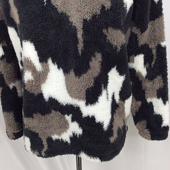 Eddie Bauer Womens Ultra Soft Sherpa Fleece 1/4 Zip Pullover Medium Black Camo - Picture 9 of 12